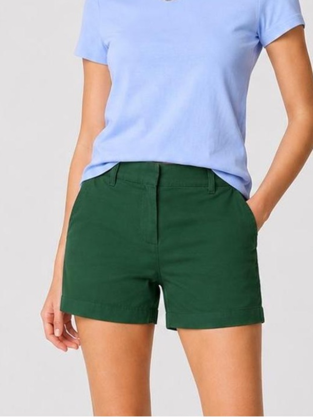 J Crew Mid-Rise Green Chino Shorts - NWT